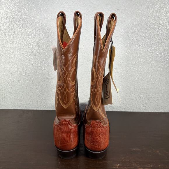 Vintage Tony Lama Men\'s 8.5 D Brown Leather Exotic Teju Lizard Skin Boots 8540 main image 13